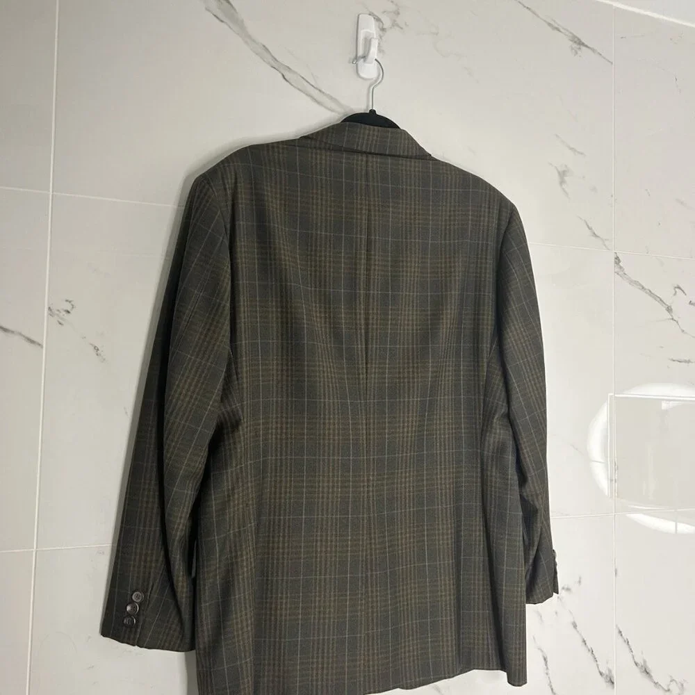 VTG 41 R Loro Piana Tasmanian Wool 120's Plaid Brown Blazer Sports Coat Career